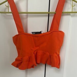 Orange Ruffle Crop Top